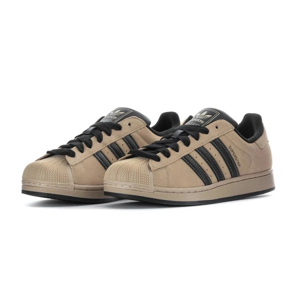 Men's Size 8 Adidas Superstar II Stone Khaki Core Black Shoes IH9320 NEW